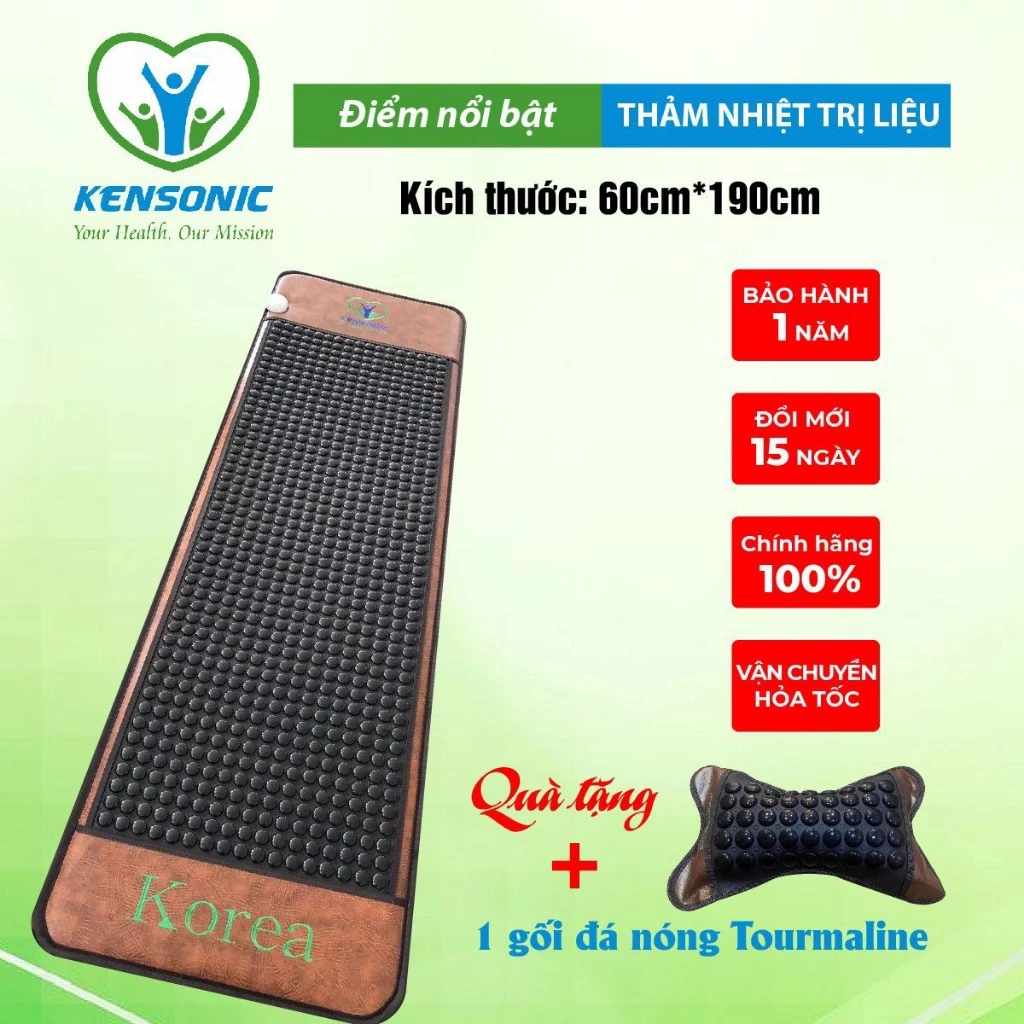 Thảm Đá Nhiệt Hàn Quốc KT 60*190cm KENSONIC đá Argeta Giảm đau xương khớp, giảm tiểu đêm, ngủ sâu giấc.